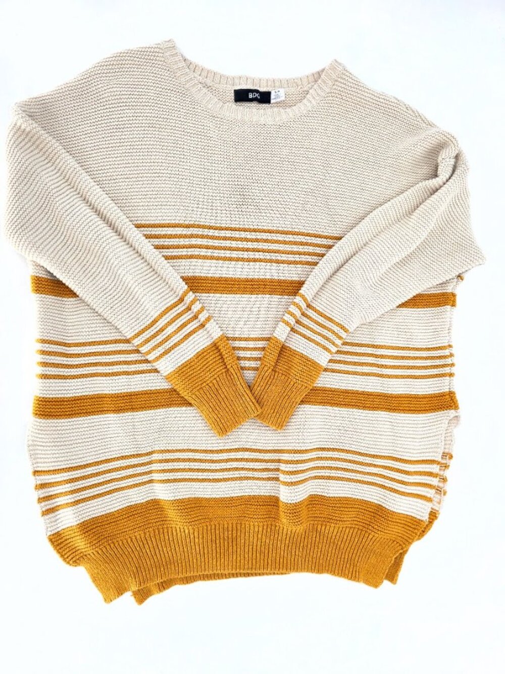 BDG Urban Outfitters Oversized Striped Crewneck Sweater Cream Yellow Size S